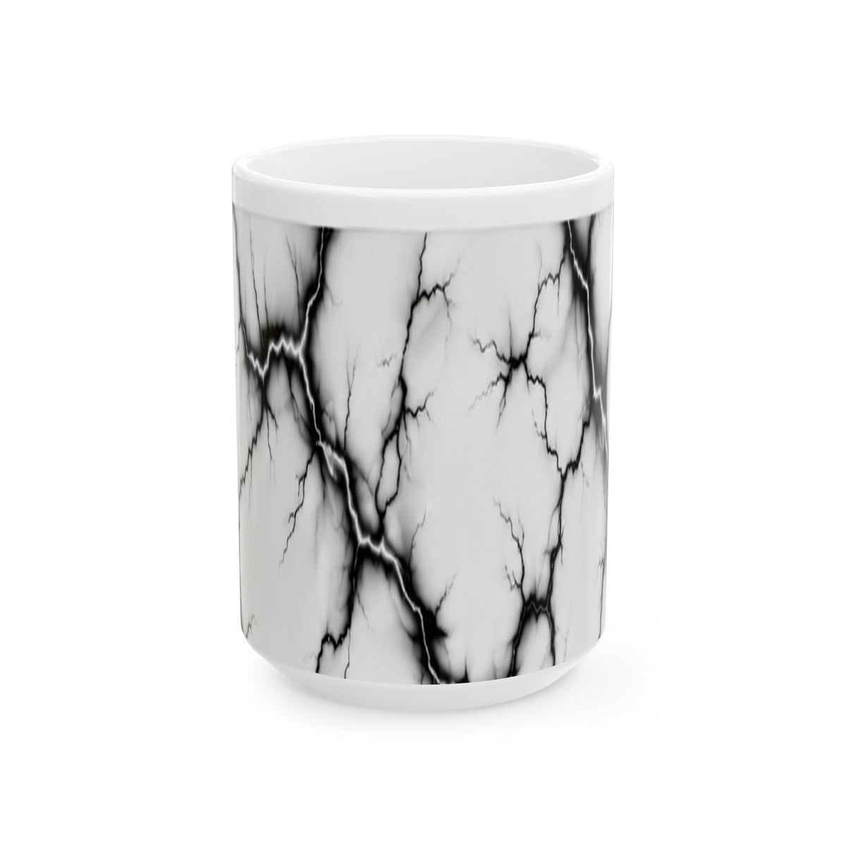 Marble Veins Ceramic Mug – Modern Black and White Coffee & Tea Cup