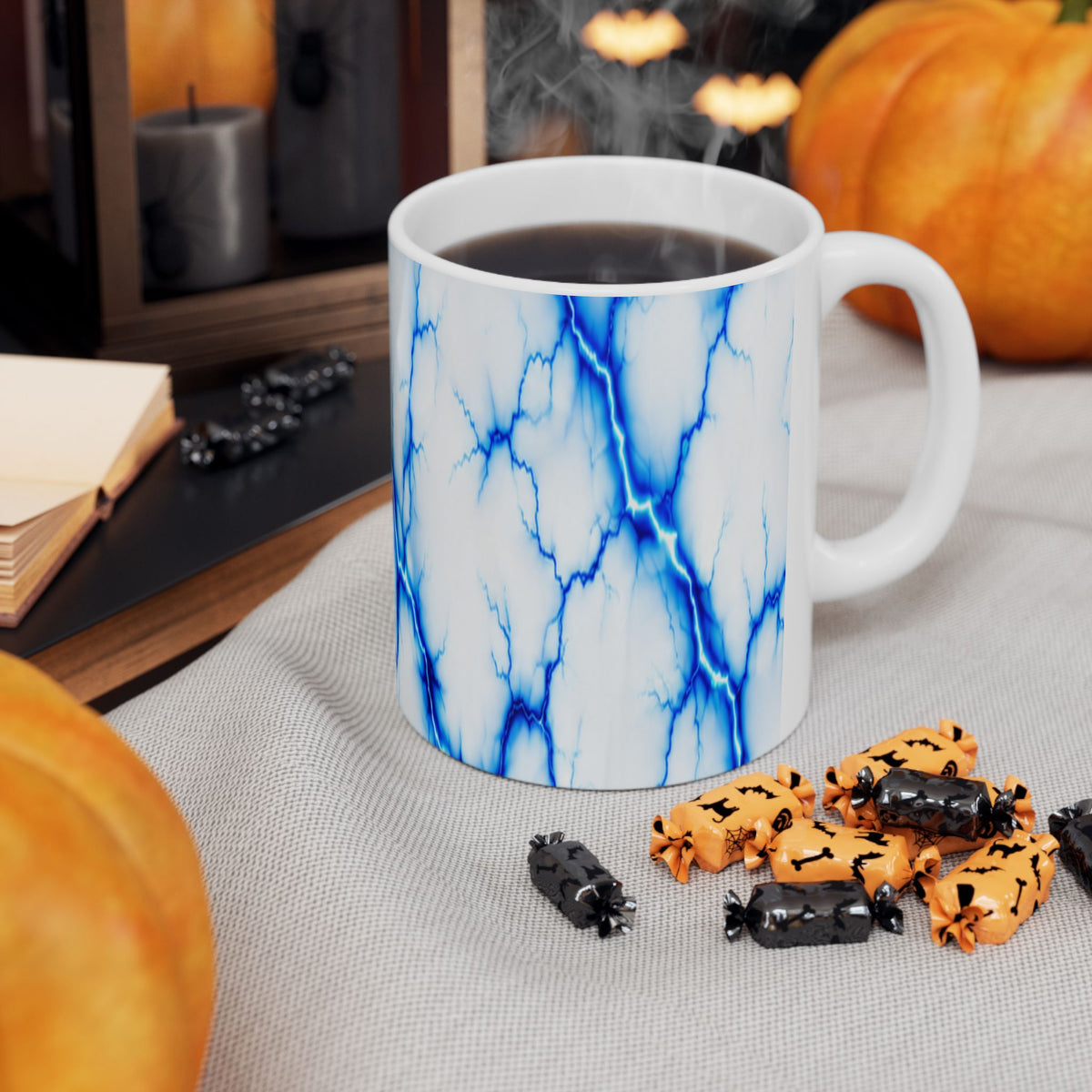 Blue Marble Veins Ceramic Mug | Marble Pattern Coffee Cup