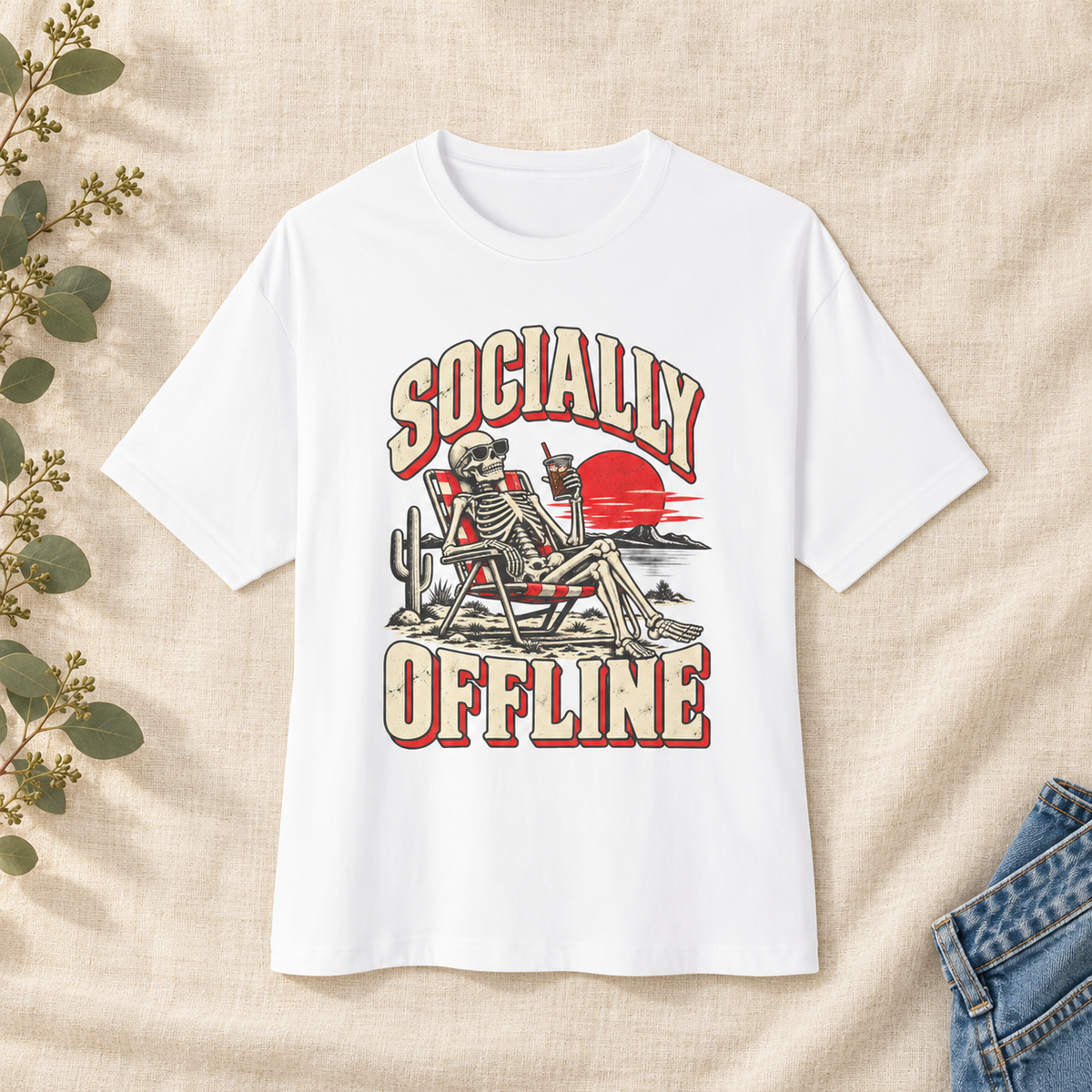 Socially Offline Skeleton Campfire Graphic Tee