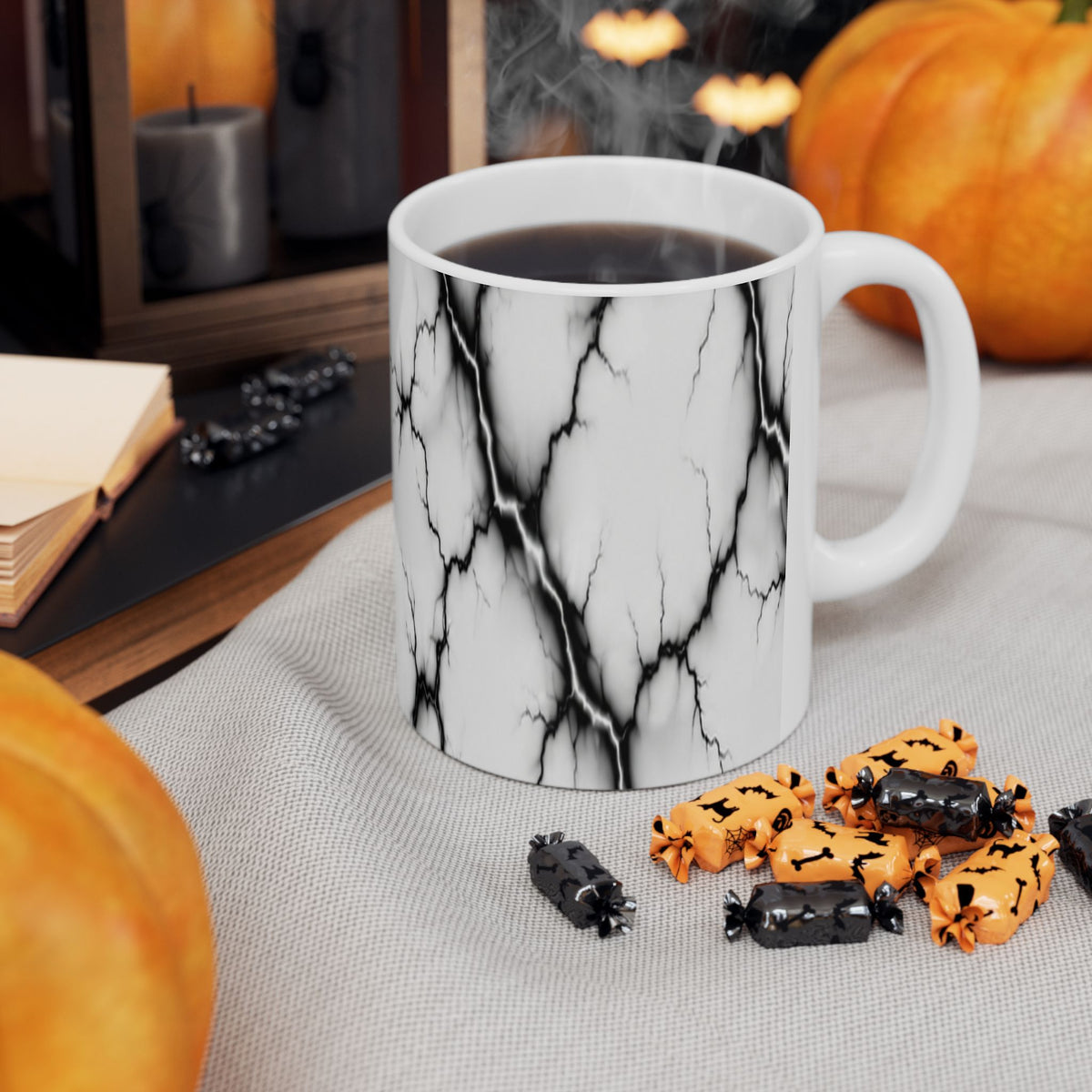 Marble Veins Ceramic Mug – Modern Black and White Coffee & Tea Cup