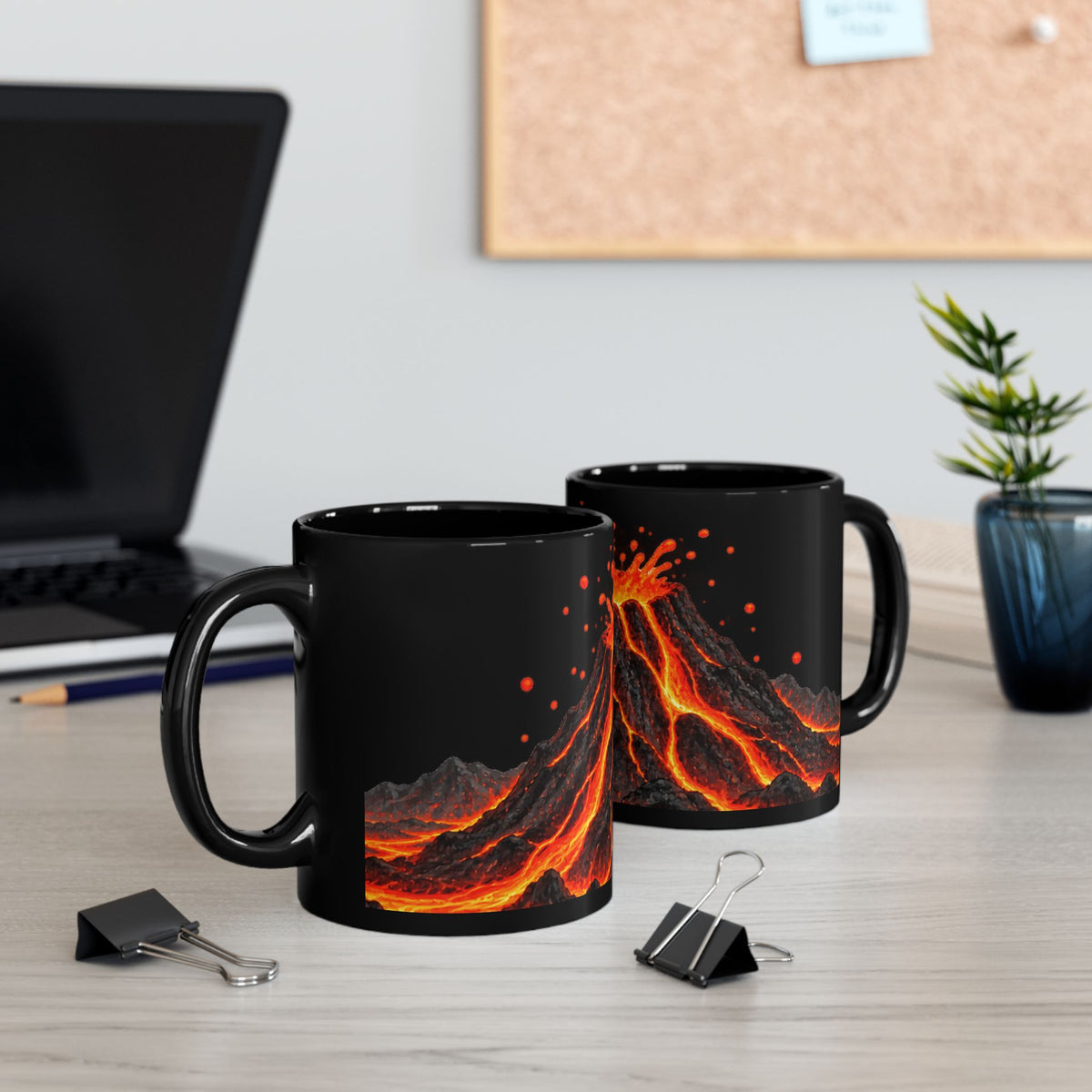 Erupting Volcano Mug | Black Ceramic Lava Eruption Design