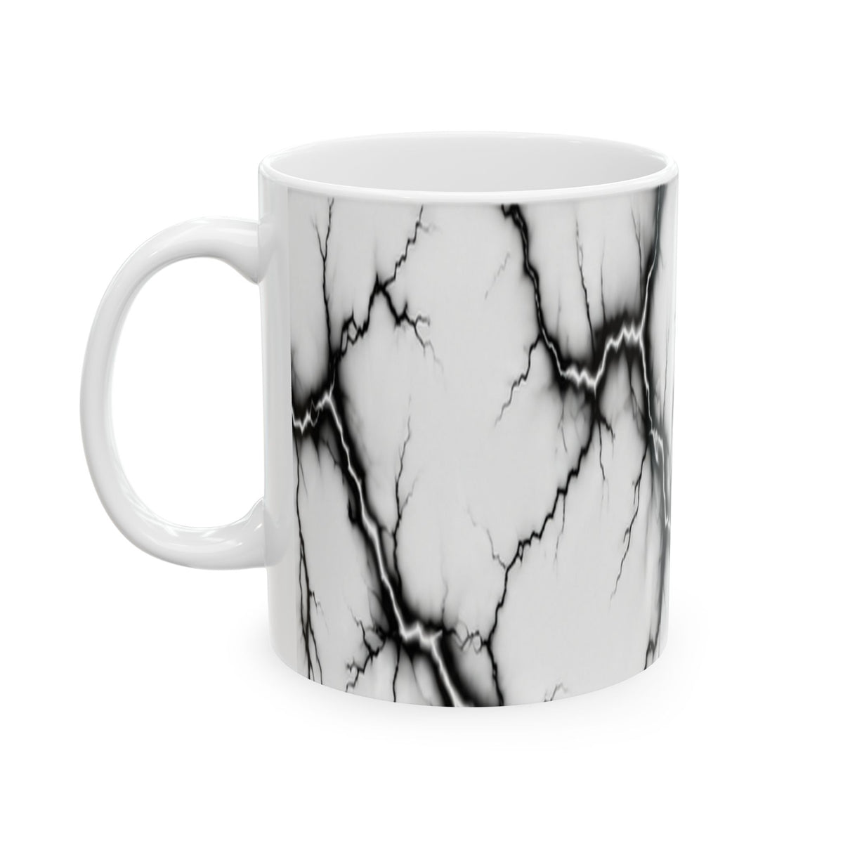 Marble Veins Ceramic Mug – Modern Black and White Coffee & Tea Cup