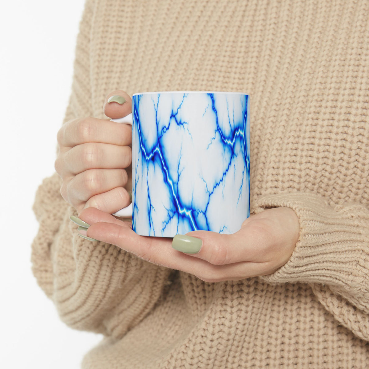 Blue Marble Veins Ceramic Mug | Marble Pattern Coffee Cup