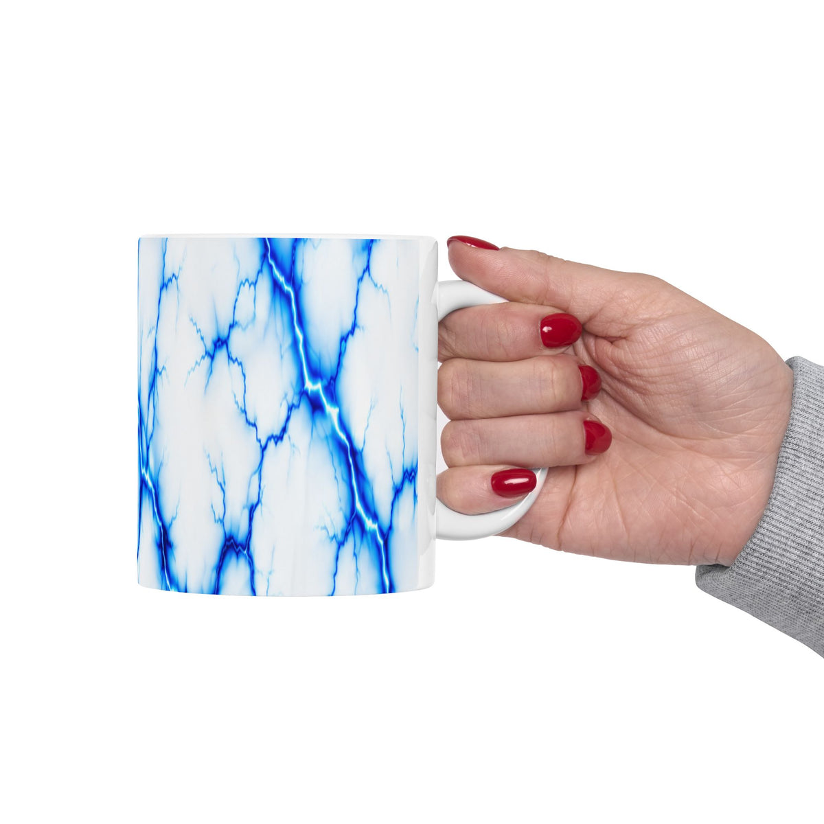 Blue Marble Veins Ceramic Mug | Marble Pattern Coffee Cup