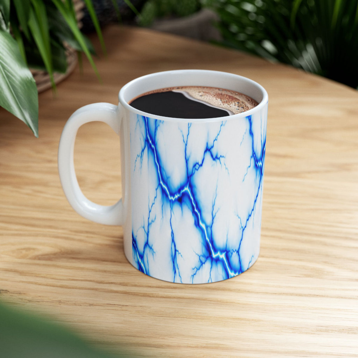 Blue Marble Veins Ceramic Mug | Marble Pattern Coffee Cup