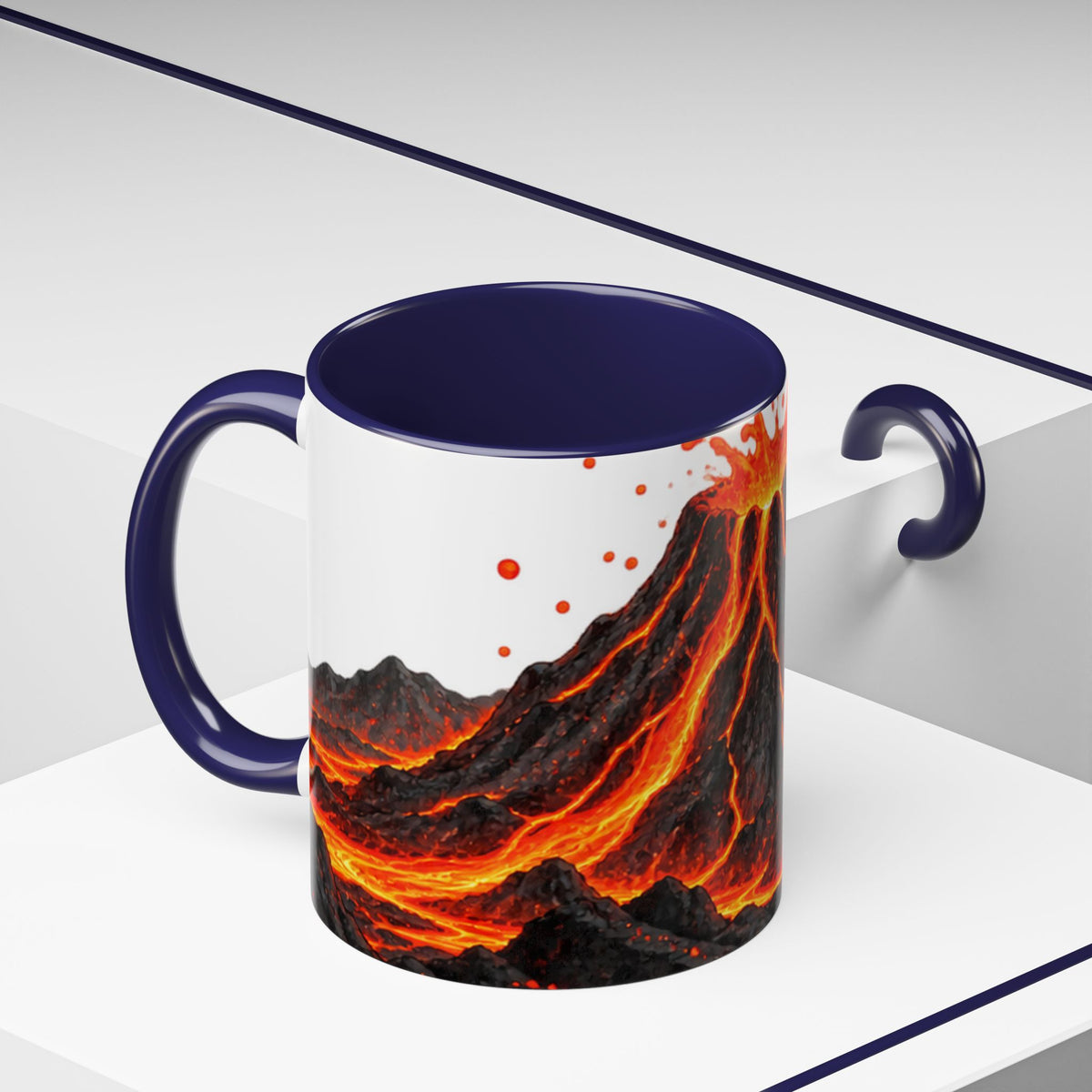 Erupting Volcano Accent Coffee Mug | Lava Flow Ceramic Mug