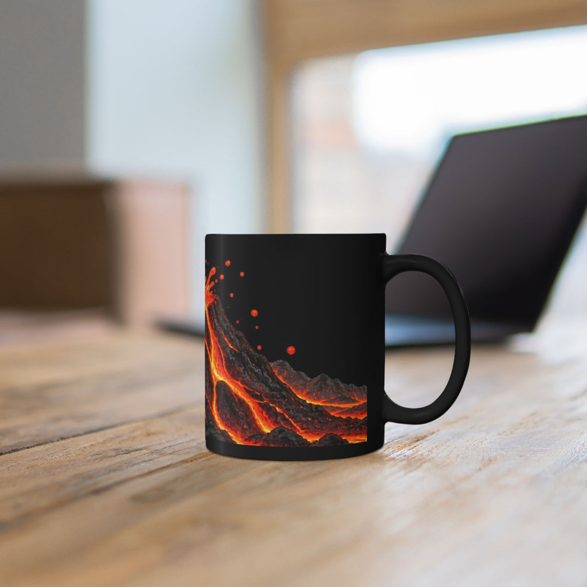 Erupting Volcano Mug | Black Ceramic Lava Eruption Design
