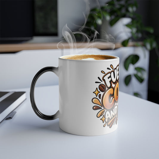Fueled by Coffee and Chaos Mug | Funny Coffee Quote Color-Changing Mug