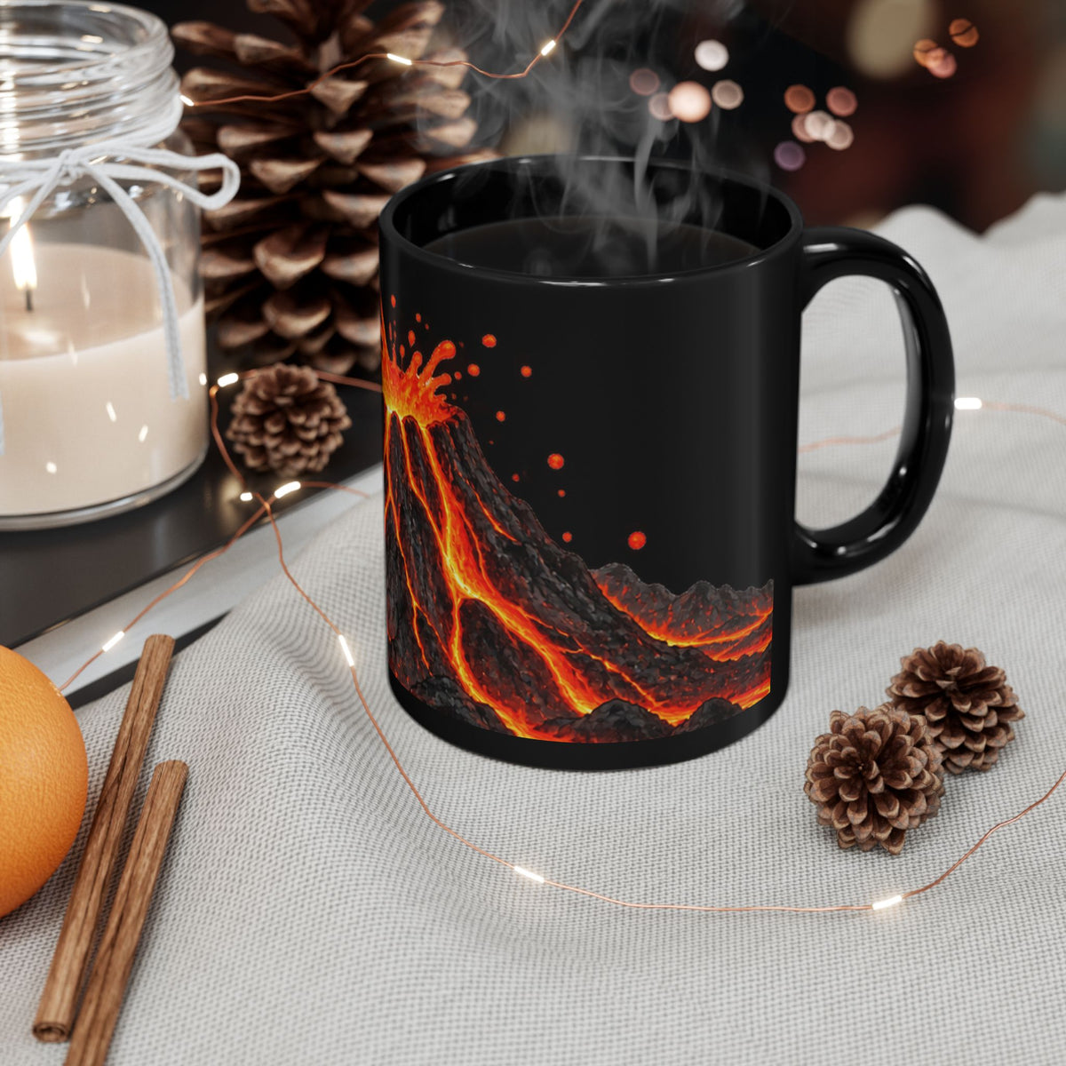 Erupting Volcano Mug | Black Ceramic Lava Eruption Design