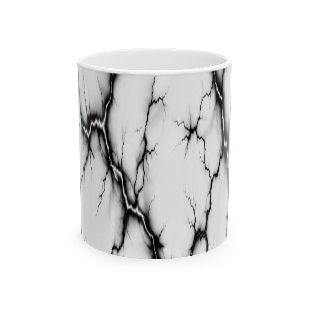 Marble Veins Ceramic Mug – Modern Black and White Coffee & Tea Cup