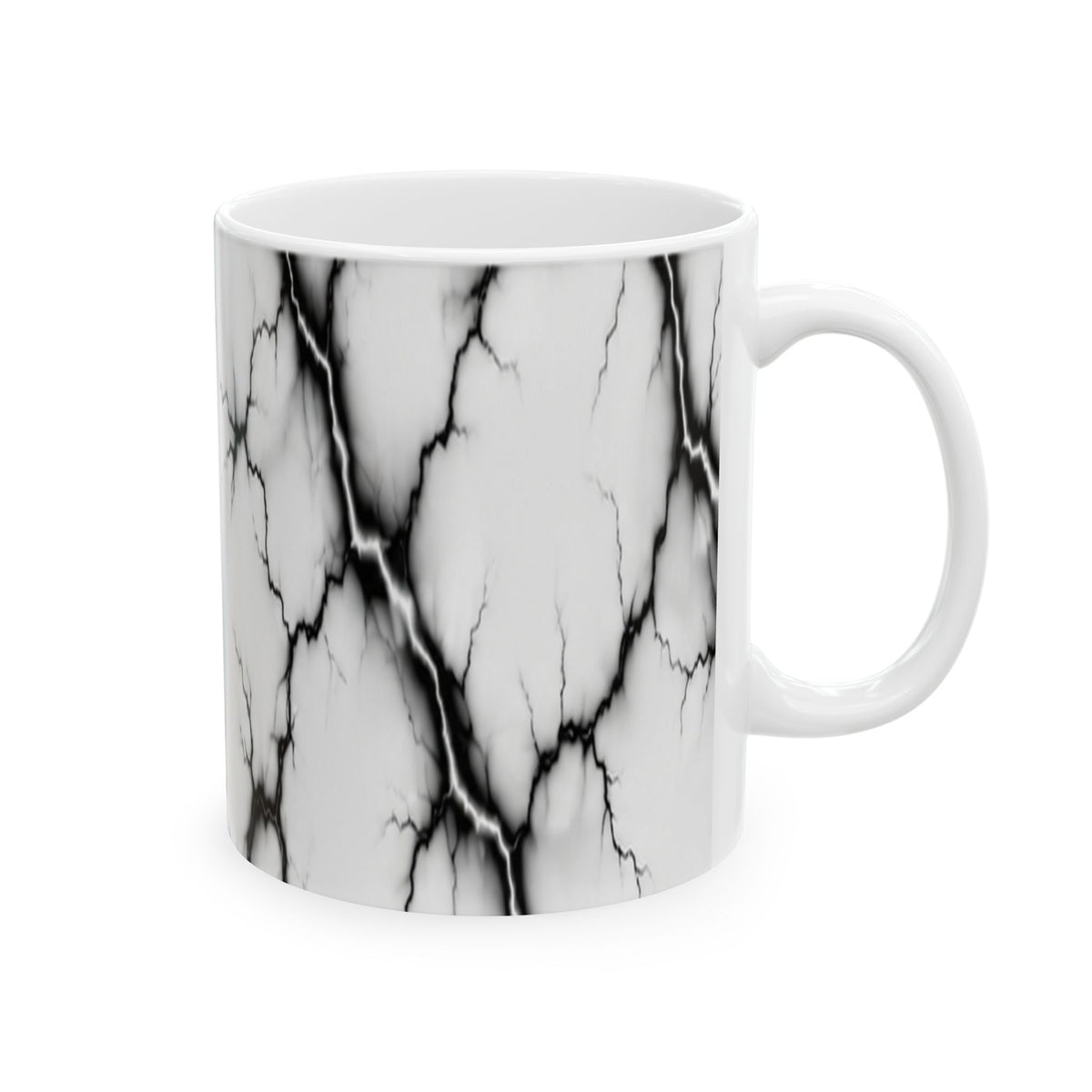 Marble Veins Ceramic Mug – Modern Black and White Coffee & Tea Cup