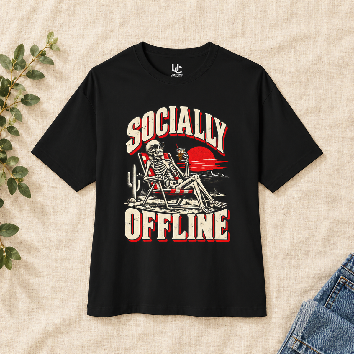 Socially Offline Skeleton Campfire Graphic Tee