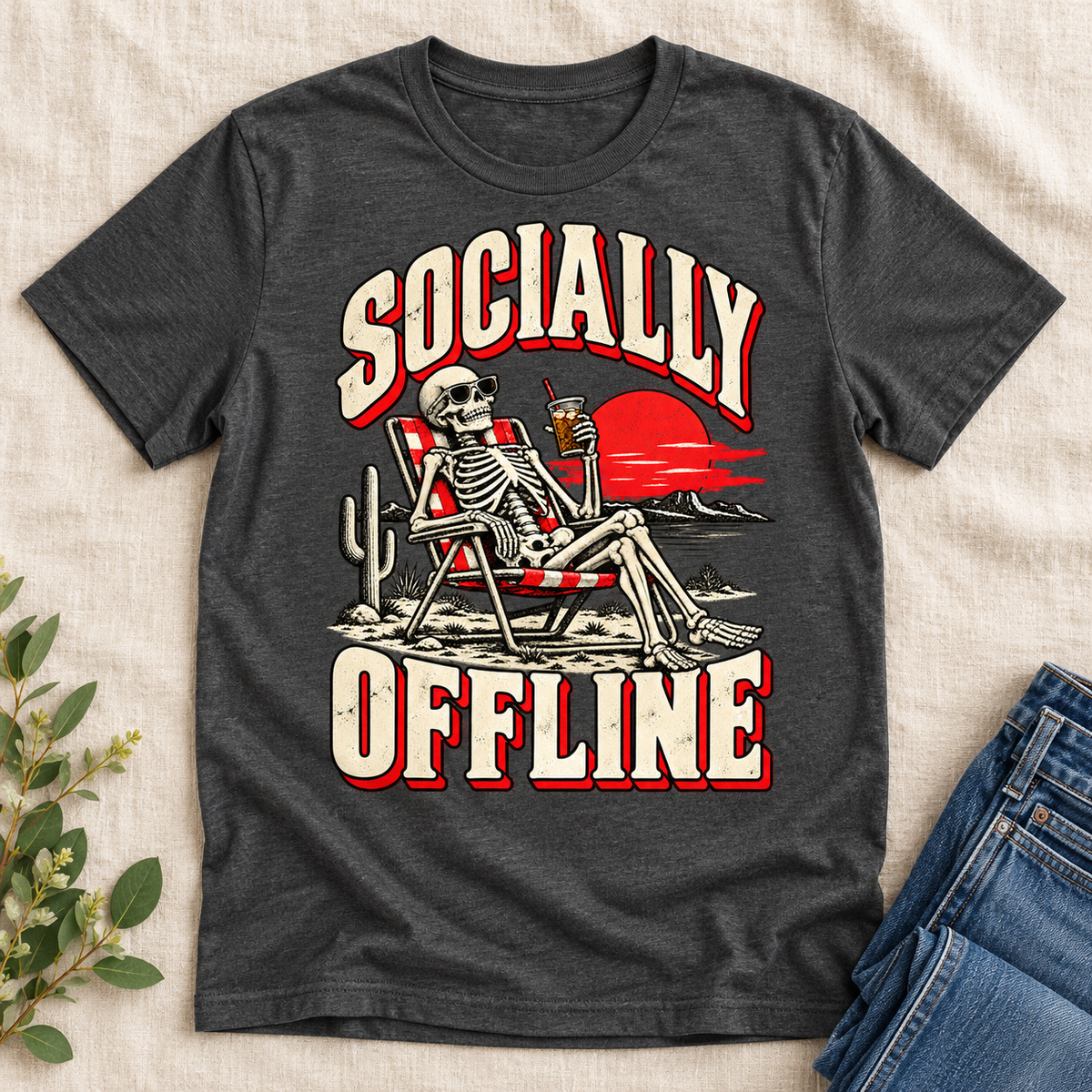Socially Offline Skeleton Campfire Graphic Tee