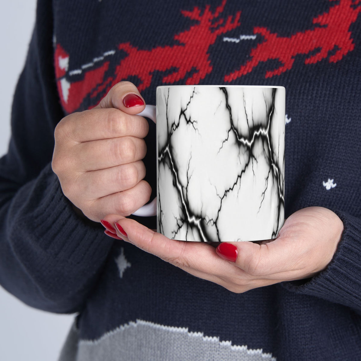 Marble Veins Ceramic Mug – Modern Black and White Coffee & Tea Cup