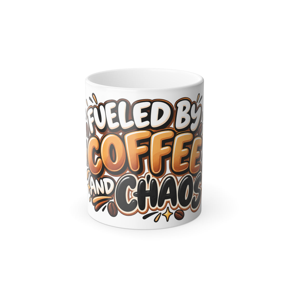 Fueled by Coffee and Chaos Mug | Funny Coffee Quote Color-Changing Mug