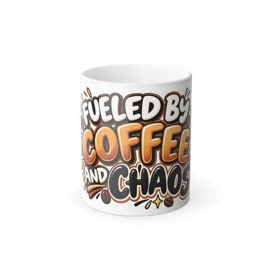 Fueled by Coffee and Chaos Mug | Funny Coffee Quote Color-Changing Mug