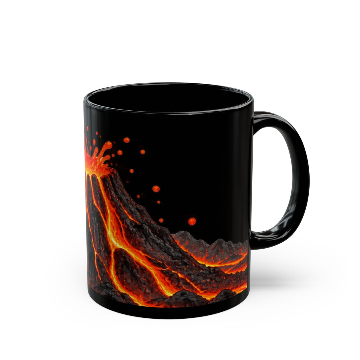 Erupting Volcano Mug | Black Ceramic Lava Eruption Design