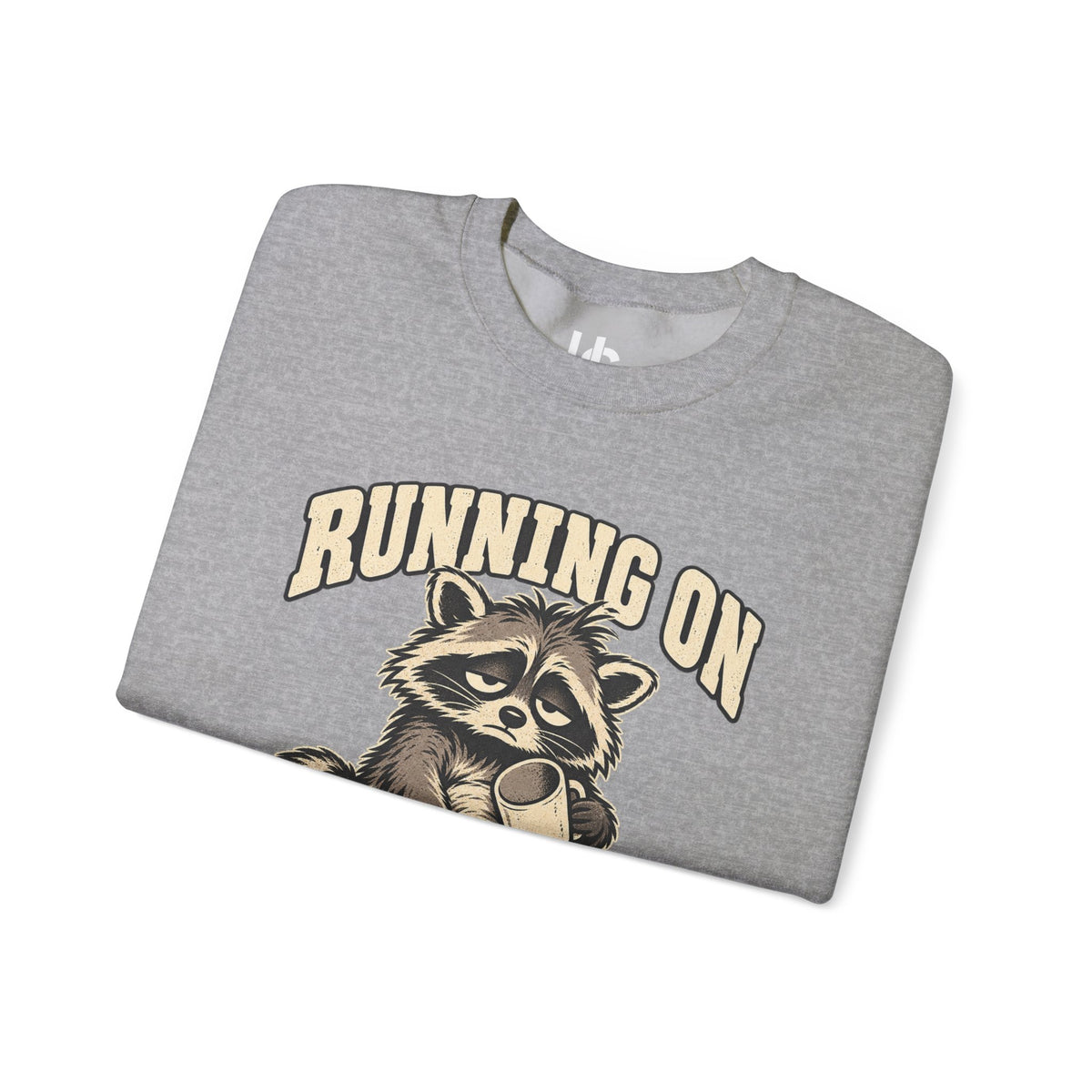 Funny Raccoon Sweatshirt, Running on Absolutely Nothing, Unisex Heavy Blend Crewneck