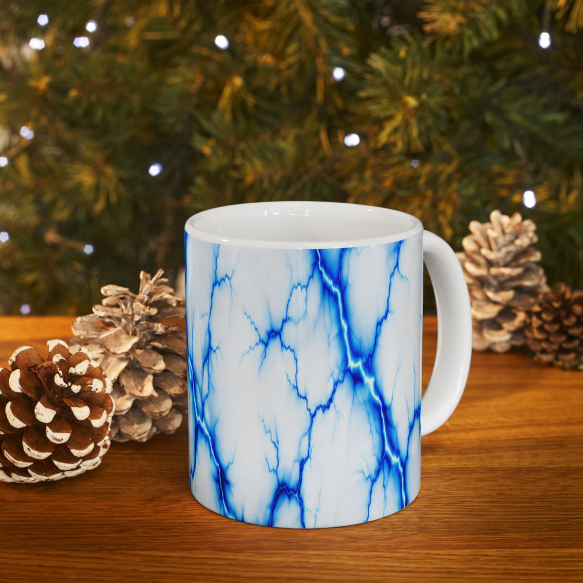 Blue Marble Veins Ceramic Mug | Marble Pattern Coffee Cup