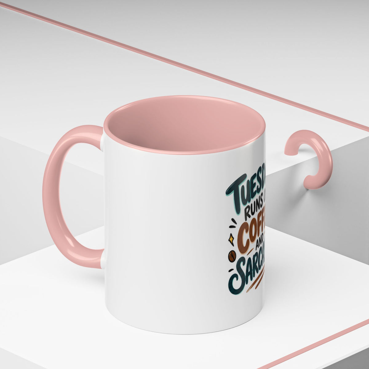 Tuesday Runs On Coffee And Sarcasm Mug | Accent Coffee Mug