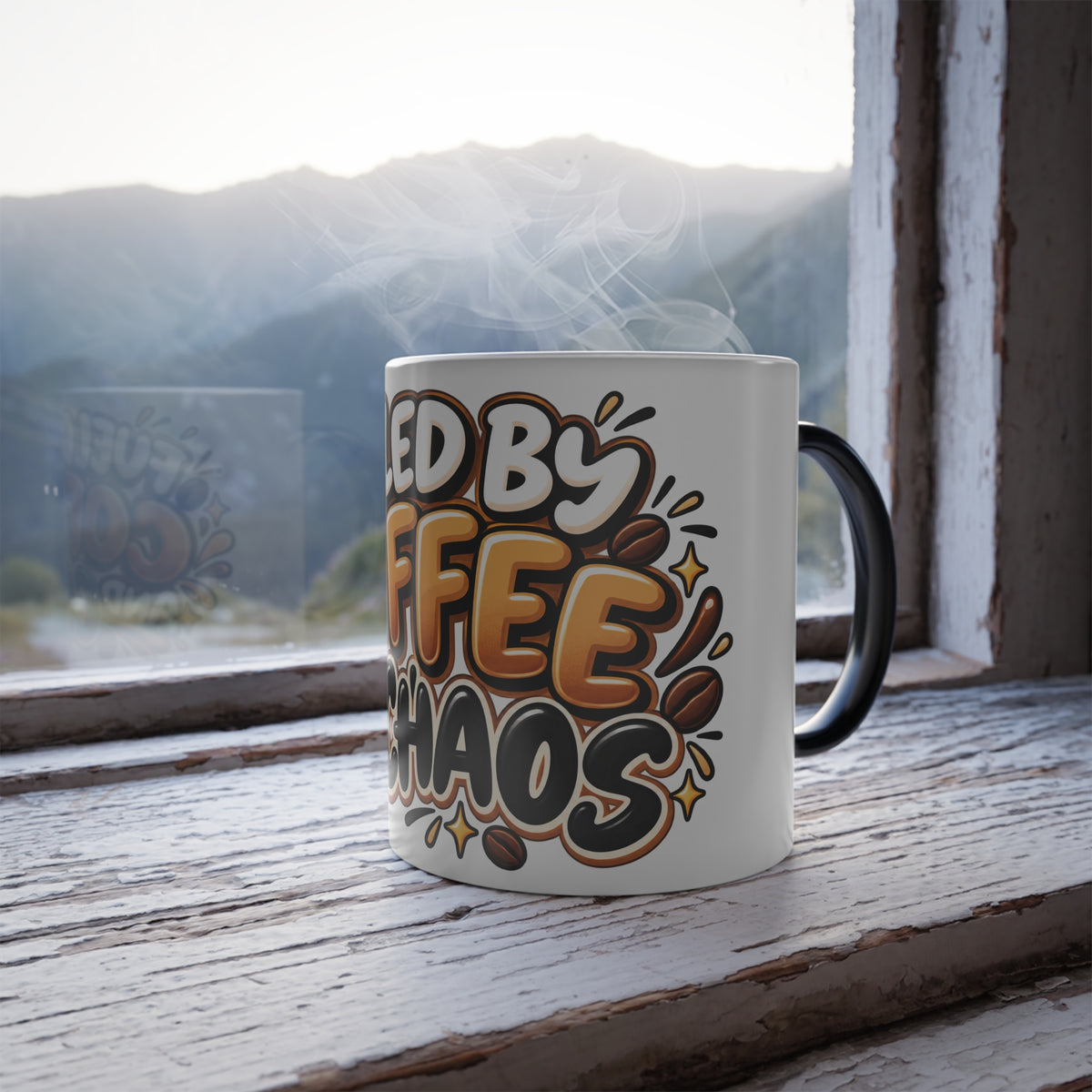 Fueled by Coffee and Chaos Mug | Funny Coffee Quote Color-Changing Mug